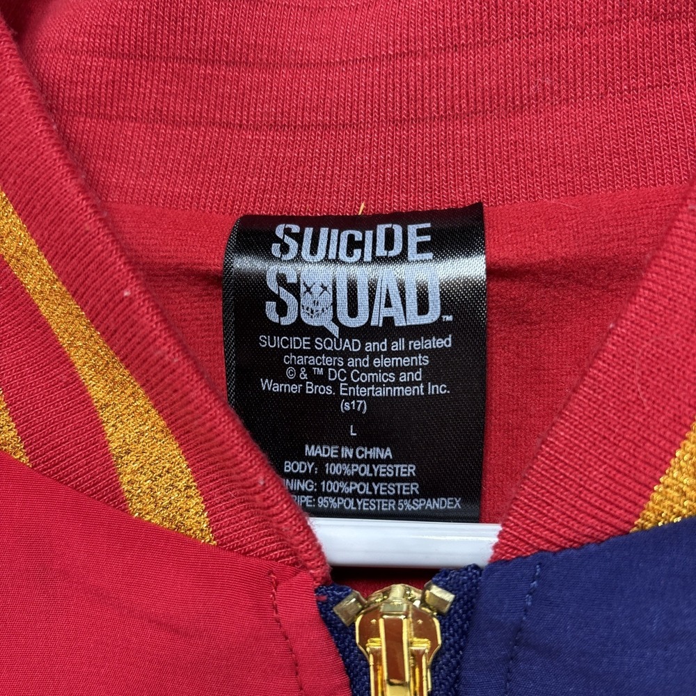 Suicide Squad‎ Jacket Womens Large Red Blue Harley Quinn Joker Bomber Coat - Picture 6 of 8